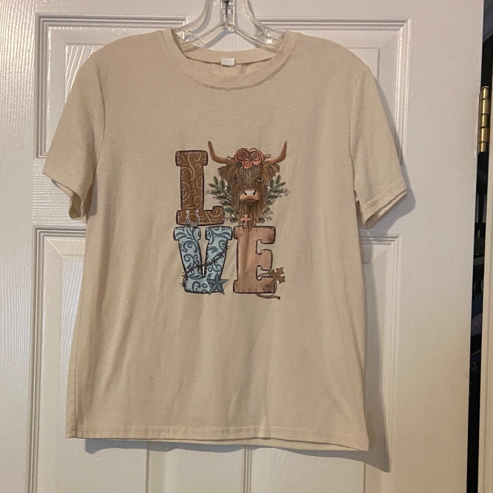 Kids Tan Graphic Tee with Bull Design
